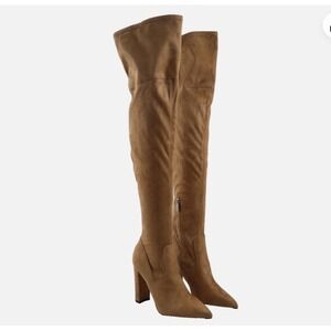 Marc Fisher LTD Women's Thigh High Over Knee Heeled Boots Brown Pointed 7M NEW‎